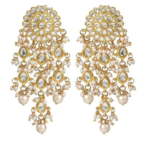 Gold Plated Kundan Tassel Earrings