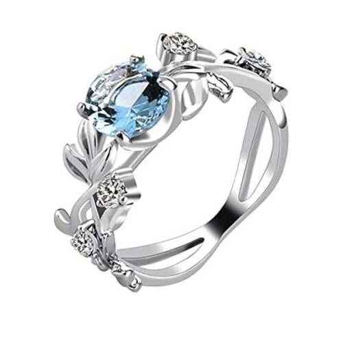 Blue Crystal Floral Ring