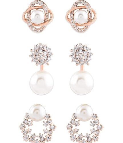 Zaveri Pearls CZ & Pearl Stud Earrings