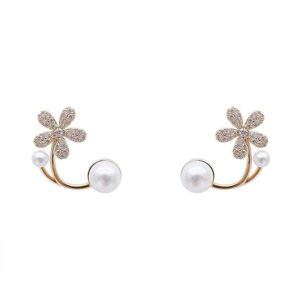 White Pearl Flower Earrings