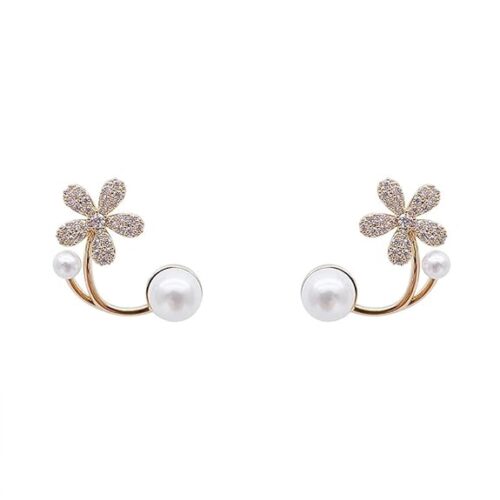 White Pearl Flower Earrings