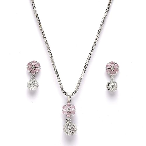 Rhodium Plated CZ Pendant Set