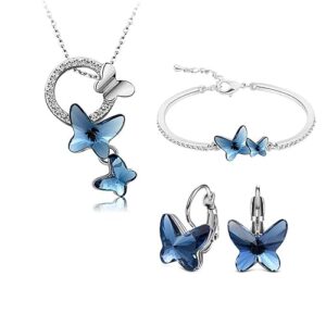 Platinum Plated Butterfly Jewellery Set